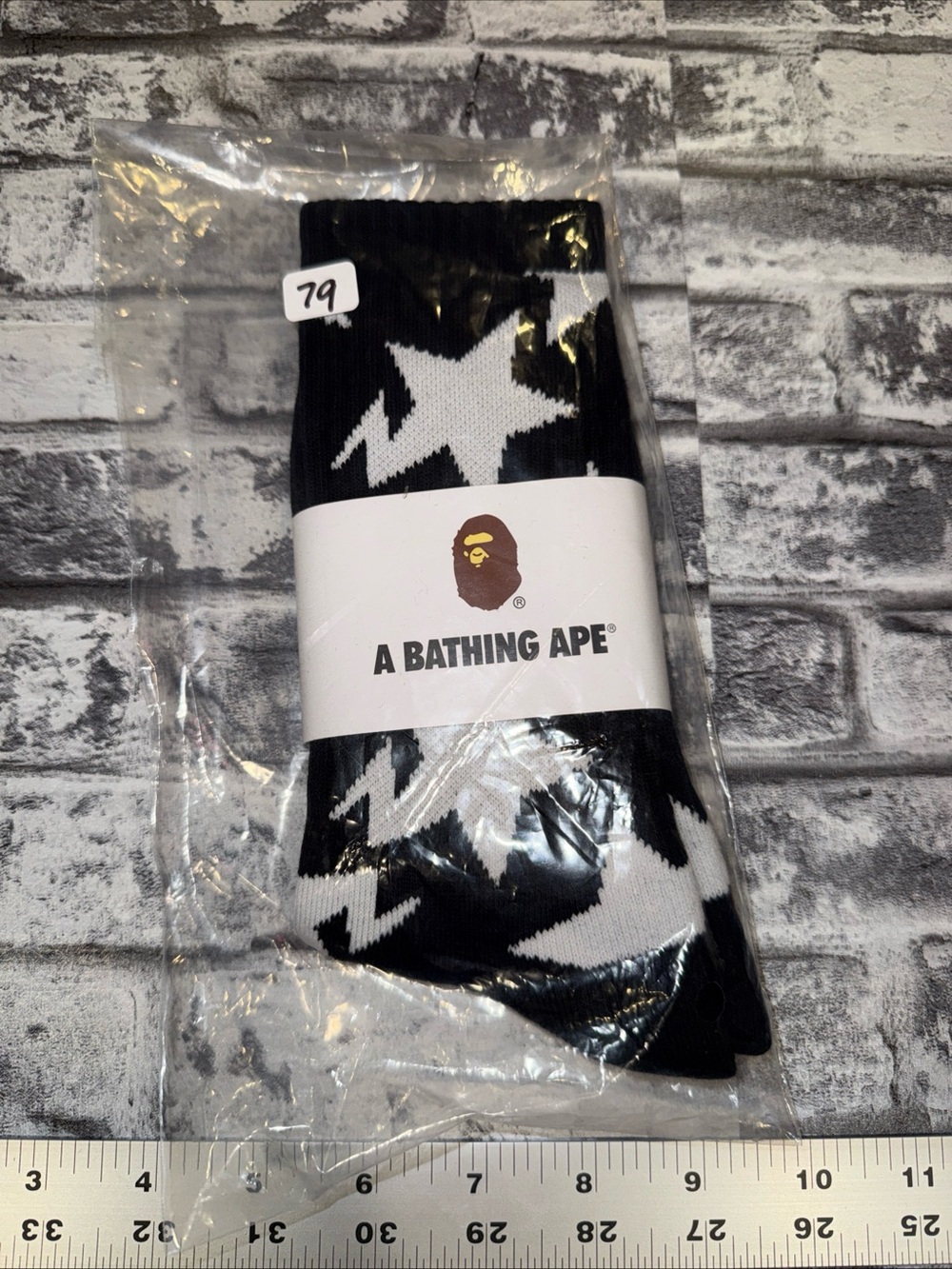 NEW A Bathing Ape BAPE Bapsta All Over Print Half Calf Crew Socks One Size